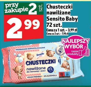 Chusteczki nawilżane Sensito Baby 72 szt. promocja w TOPAZ