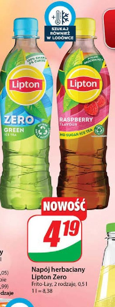 Herbata mrożona zero Lipton green ice tea Lipton ice tea promocja w Dino