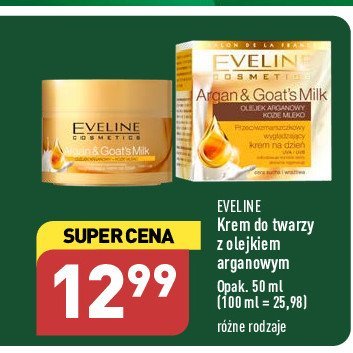 Przeciwzmarszczkowy wygładzający krem na dzień EVELINE ARGAN & GOATS MILK promocja