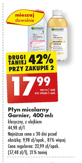 Płyn micelarny z olejkiem arganowym Garnier skin naturals promocja