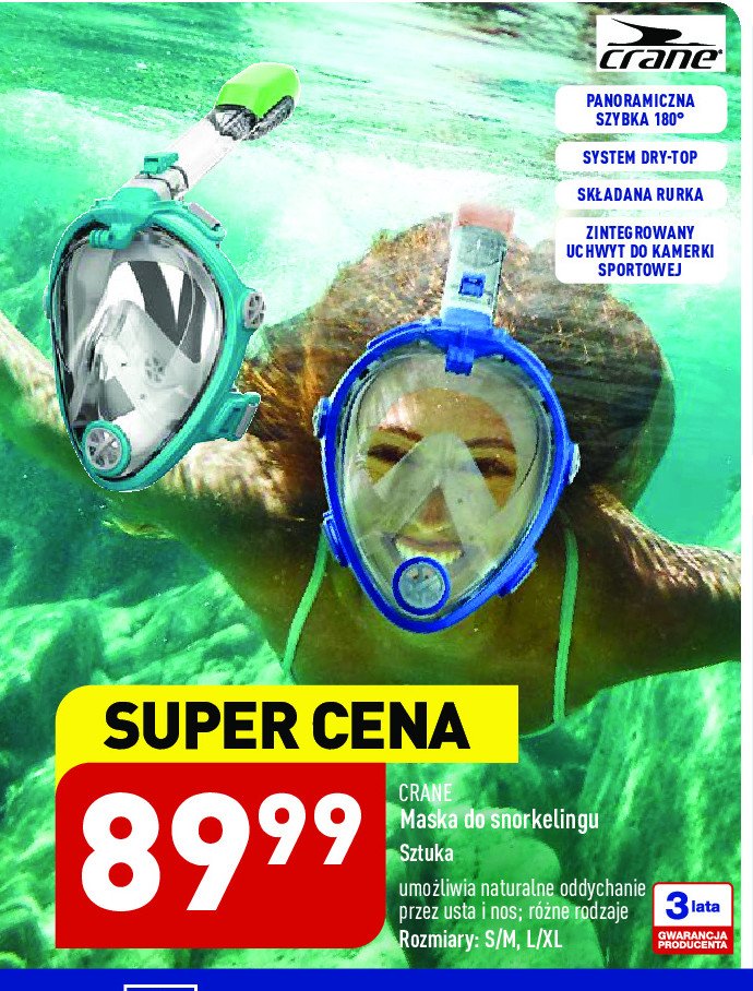 Maska do snorkelingu l/xl CRANE promocja