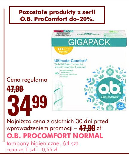 Tampony normal O.b. procomfort promocja