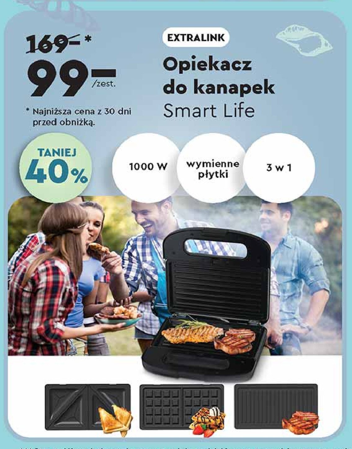 Opiekacz smart life 1000w Extralink promocja