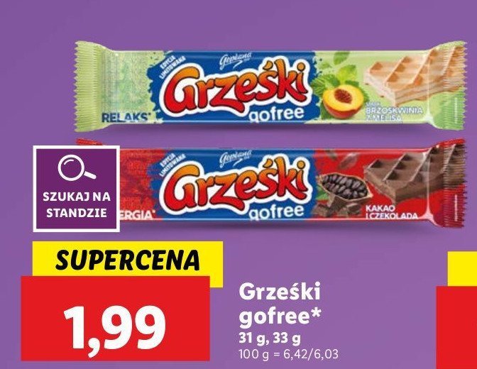 Wafel brzoskwinia z melisą Grześki gofree promocja w Lidl