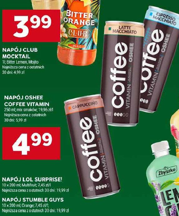 Napój cappuccino Oshee vitamin coffee promocja w Stokrotka