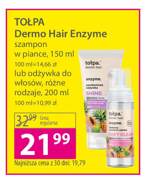 Szampon do włosów w piance soft clean Tołpa dermo hair enzyme promocja