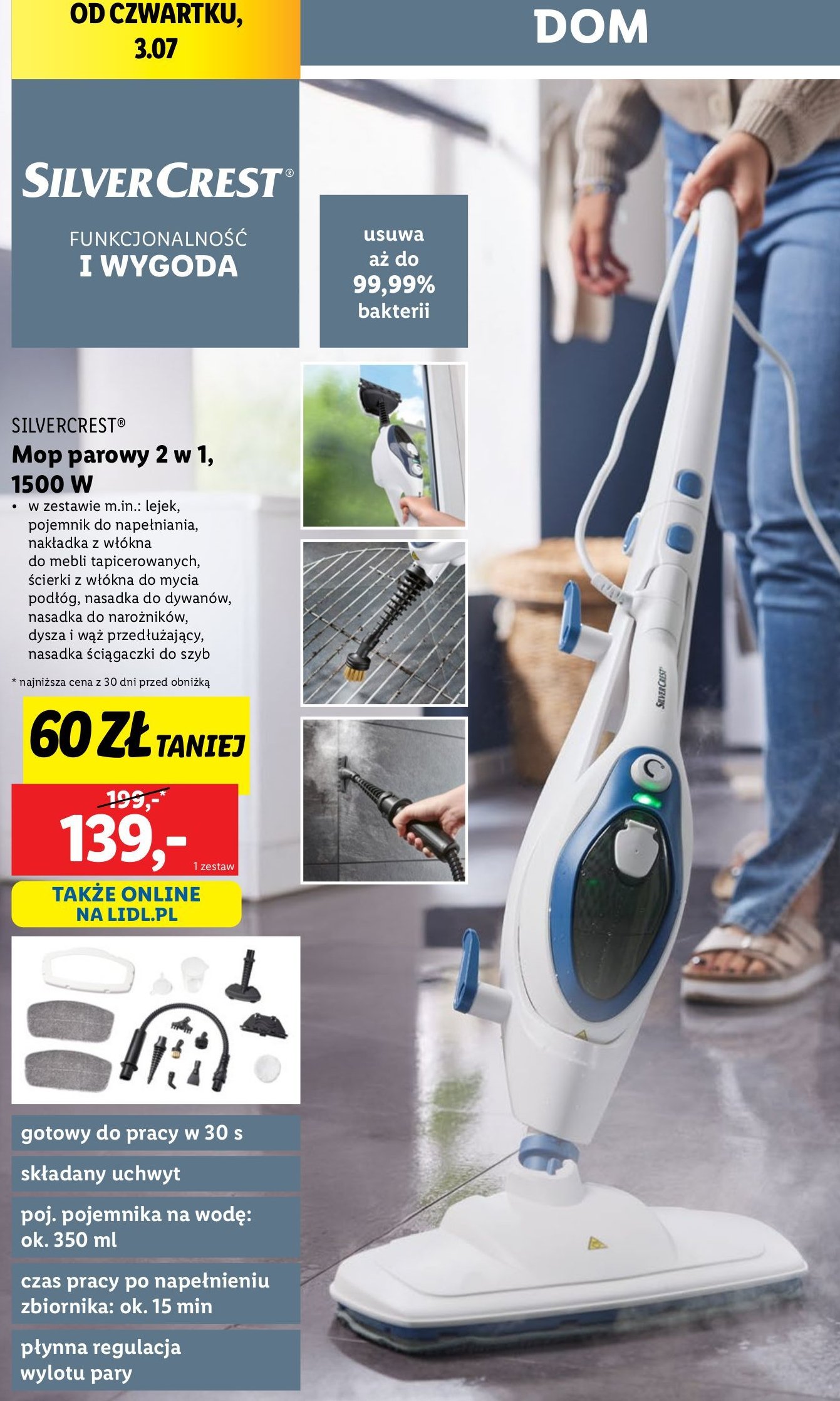 Mop parowy 1500 w Silvercrest promocja w Lidl