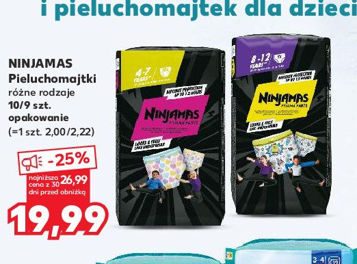 Pieluchomajtki 8-12 lat Ninjamas promocja