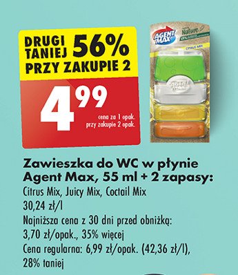 Zawieszka do wc citrus mix + 2 x zapas Agent max active & clean promocja