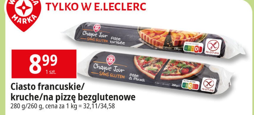 Ciasto do pizzy Wiodąca marka chaque jour promocja w Leclerc