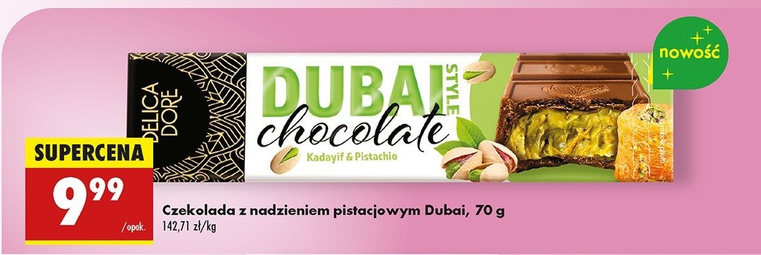 Czekolada dubai Delicadore promocja w Biedronka