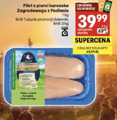 Filet z piersi kurczaka Zagrodowego z Podlasia 1kg promocja w Delikatesy Centrum
