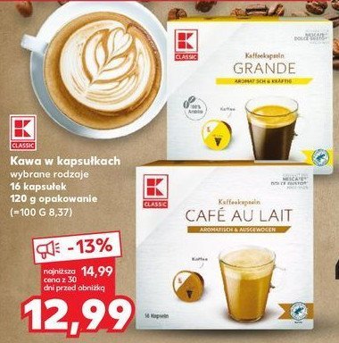 Kawa cafe au lait K-classic promocja