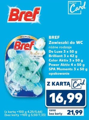 Zawieszki do WC różne rodzaje SPA Moments 3x50g Bref promocja w Kaufland
