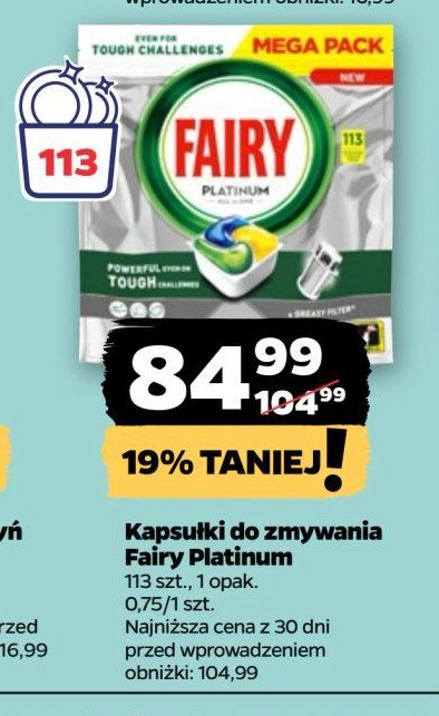 Kapsułki do zmywarki lemon Fairy platinum promocja w Netto