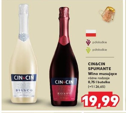 Wino CIN&CIN SPUMANTE BIANCO SEMI DOLCE promocja