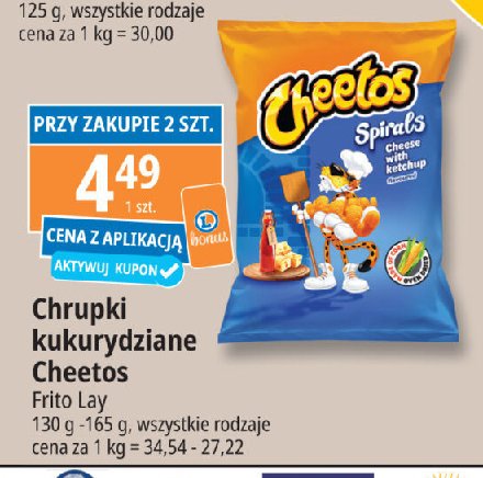 Chrupki spirals ser z ketchupem Cheetos Frito lay cheetos promocja w Leclerc