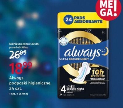 Podpaski higieniczne Always, 24 szt. promocja w Rossmann