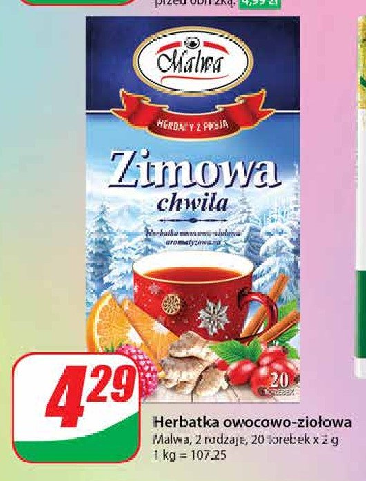 Herbata zimowa chwila Malwa tea promocja w Dino