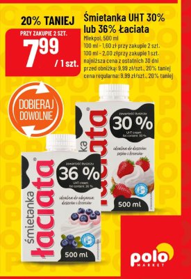 Śmietanka UHT 30% lub 36% Łaciata Mlekpol promocja w POLOmarket