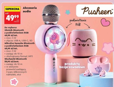 Mikrofon karaoke Bluetooth z podświetleniem RGB promocja w Biedronka