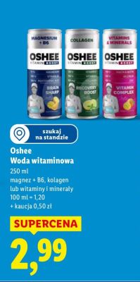 Woda witaminowa Oshee magnez + B6, kolagen lub witaminy i minerały promocja w Lidl