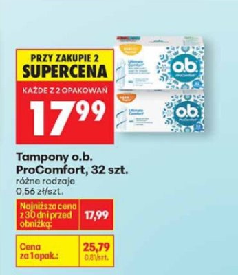 Tampony o.b. ProComfort, 32 szt. promocja w Biedronka