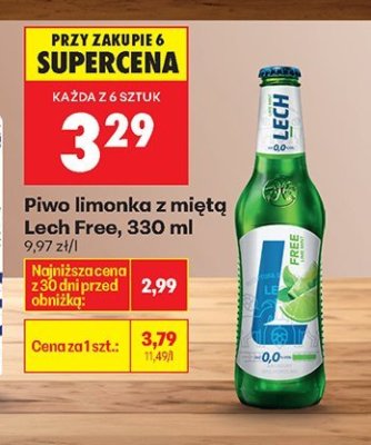 Piwo limonka z miętą Lech Free, 330 ml promocja w Biedronka