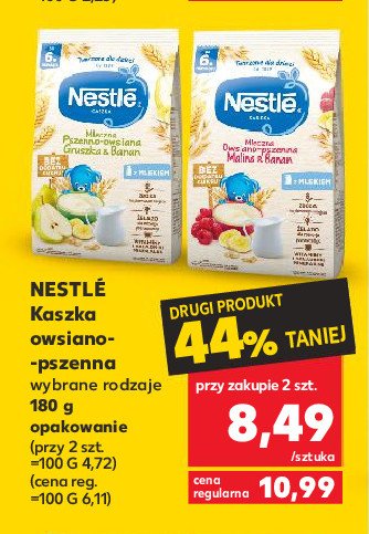 Kaszka mleczna pszenno-owsiana gruszka & banan Nestle kaszka promocja