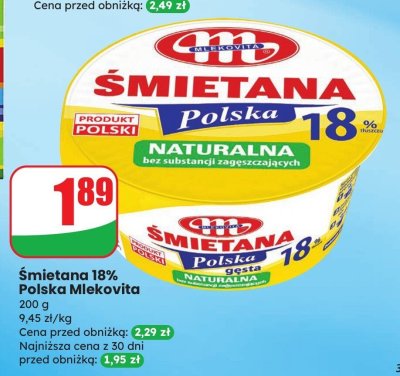 Śmietana 18% Polska promocja w Dino