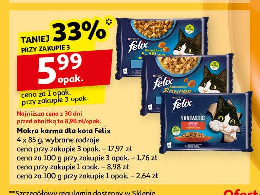 Karma dla kota rybne smaki z dorszem i sardynkami Purina felix sensations sauces promocja w Auchan