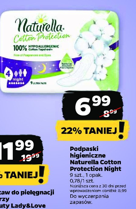 Podpaski night Naturella cotton protection promocja