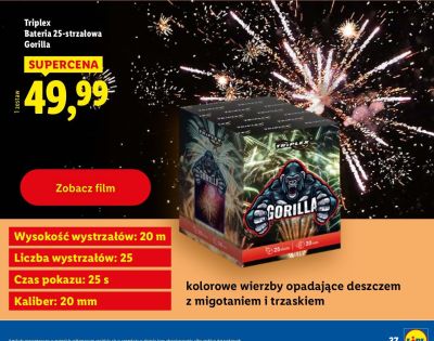 Bateria 25-strzałowa Gorilla promocja w Lidl