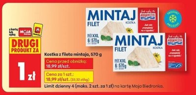 Kostka z fileta mintaja 570 g promocja w Biedronka