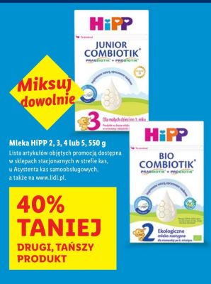 Mleko HiPP 2, 3, 4 lub 5, 550 g promocja w Lidl