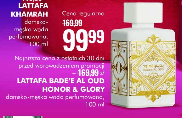 Woda perfumowana Lattafa badee al oud honor & glory promocja