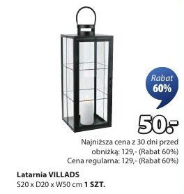 Latarnia VILLADS Ś20 x D20 x W50 cm 1 SZT. promocja w Jysk