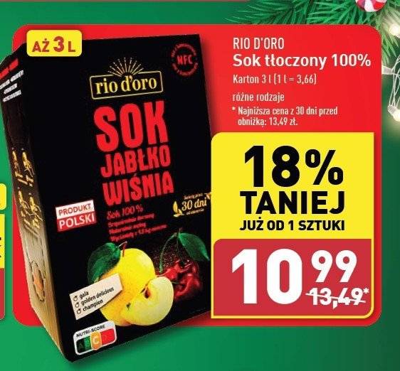 Sok jabłko wiśnia Rio d'oro promocja