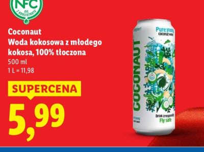 Woda kokosowa z młodego kokosa Coconaut 100% tłoczona promocja w Lidl