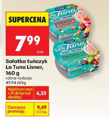 Sałatka tuńczyk La Tuna Lisner, 160 g różne rodzaje promocja w Biedronka