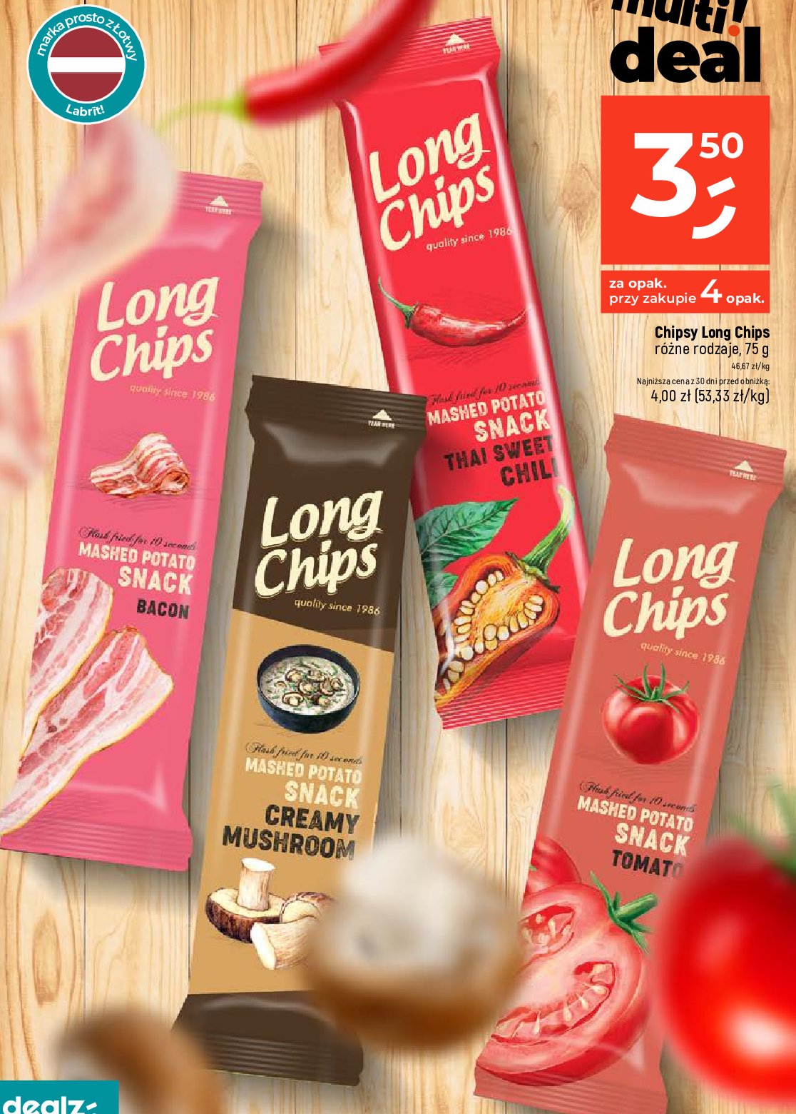 Chipsy bekonowe Long chips promocja
