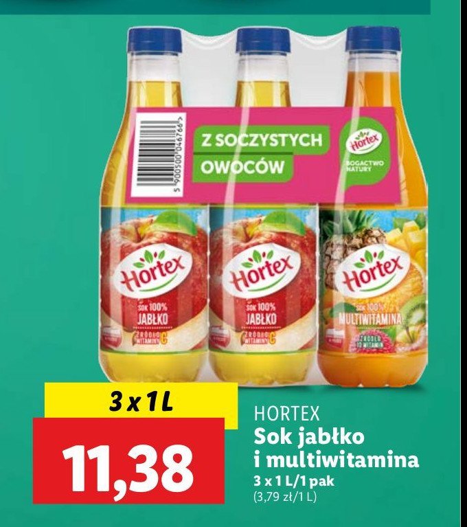 Zestaw: sok jabłkowy + sok multiwitamina Hortex promocja