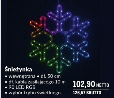 Śnieżynka świetlna wewnętrzna dł. 50 cm, 90 LED RGB promocja w Makro