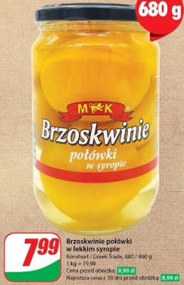 Brzoskwinie po艂贸wki w lekkim syropie M&k promocja