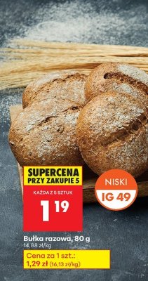 Bułka razowa, 80 g promocja w Biedronka