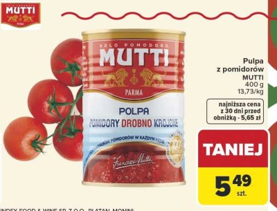 Pulpa z pomidorów MUTTI promocja w Carrefour