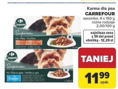 Karma dla psa CARREFOUR saszetka różne rodzaje promocja w Carrefour