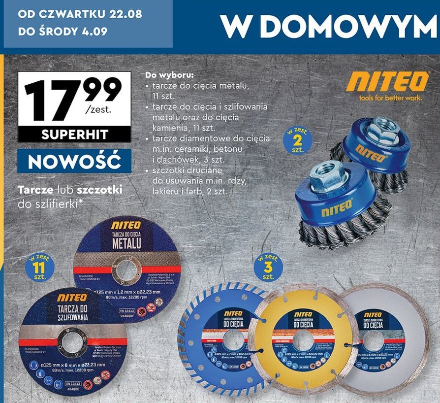 Tarcze diamentowe do cięcia ceramiki Niteo tools promocja