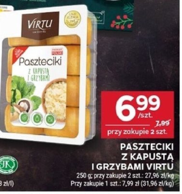 Paszteciki z kapustą i grzybami Virtu 250 g promocja w Stokrotka