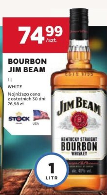 Bourbon Jim Beam White 1 l promocja w Stokrotka